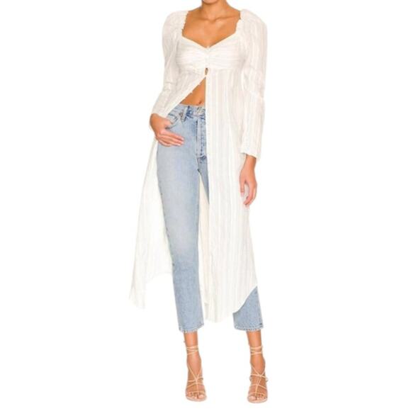 Free People Tops - Free People Luna Maxi Top Dress White Pinstripe Size Small NWOT $155 MSRP